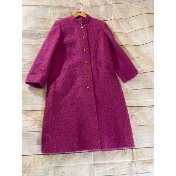 Vintage Jane Chafant Magenta Button Front Union Tag Coat - Med/Large - Picture 4 of 13